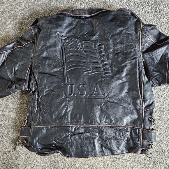 Vintage Unik Biker Jacket USA  Zip Outer Liner  XXL  Chest 44" - Picture 9 of 10
